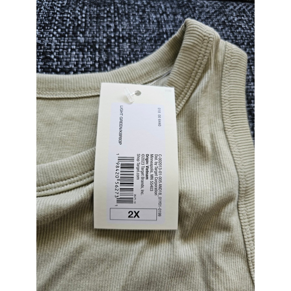 A New Day Tank Top Womens 2X Light Green NEW Ribbed Cotton Modal Stretch Casual - Picture 4 of 8